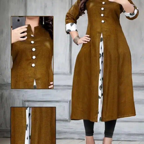 Khadi Cotton Solid Kurti for Women (Green, M)