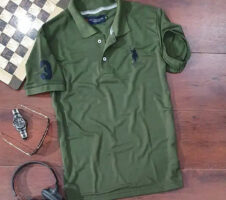 Half Sleeves Casual T-shirt for Men (Olive, M)