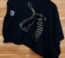 Half Sleeves Casual T-shirt for Men (Black, L)