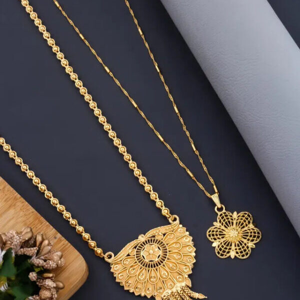 Mangalsutra Ki Mala Design With Moti Chen Ladi Lomg and short Combo Set [ BUY 1 GET 1 FREE ]