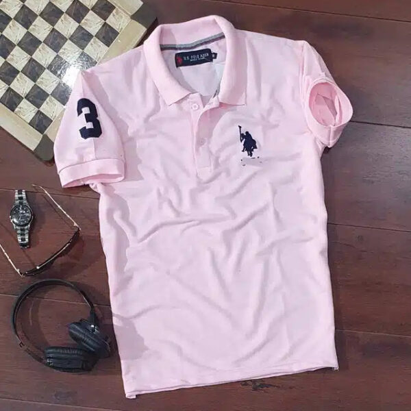 Half Sleeves Casual T-shirt for Men (Pink, M)