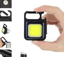 Plastic Keychain Type Rechargeable LED Flashlight (Black)