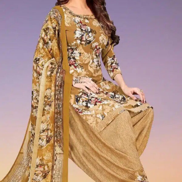 Crepe Printed Unstitched Dress Material for Women (Beige, 2 m)