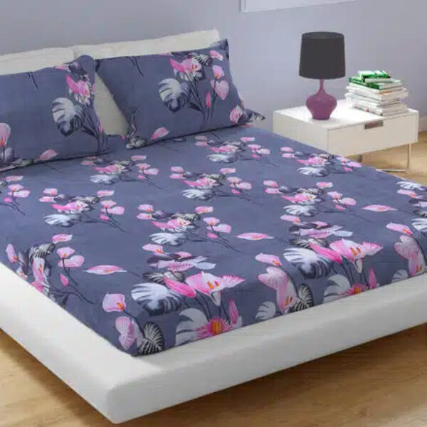 Double Bedsheet with 2 Pillow Covers (Multicolor, 85"x90")