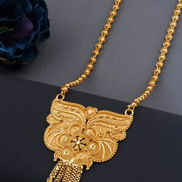 Traditional Gold plated Ki Mala Design With Moti Chen Ladi Long Mangalsutra