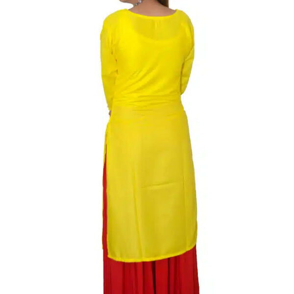 Viscose Rayon Embroidered Kurti for Women (Yellow, S)