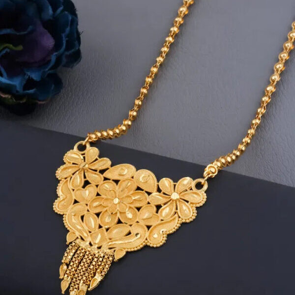 Traditional Gold plated Ki Mala Design With Moti Chen Ladi Long Mangalsutra