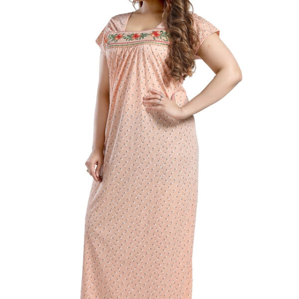 Hosiery Nightdress for Women (Peach, Free Size)