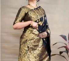 Banarasi Silk Woven Design Saree for Women (Black, 6.3 m)