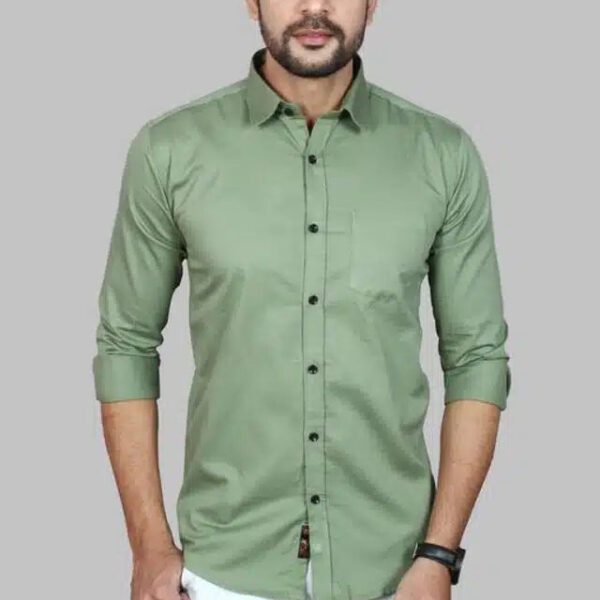 Cotton Blend Full Sleeves Shirt for Men (Mint Green, M)