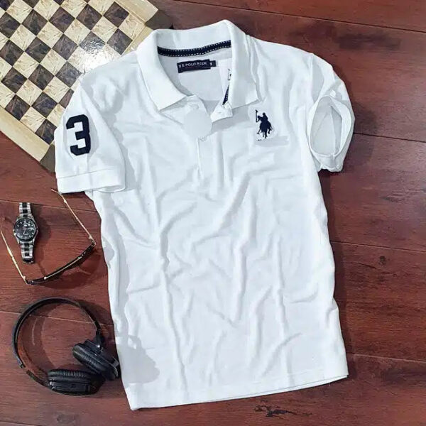 Half Sleeves Casual T-shirt for Men (White, L)