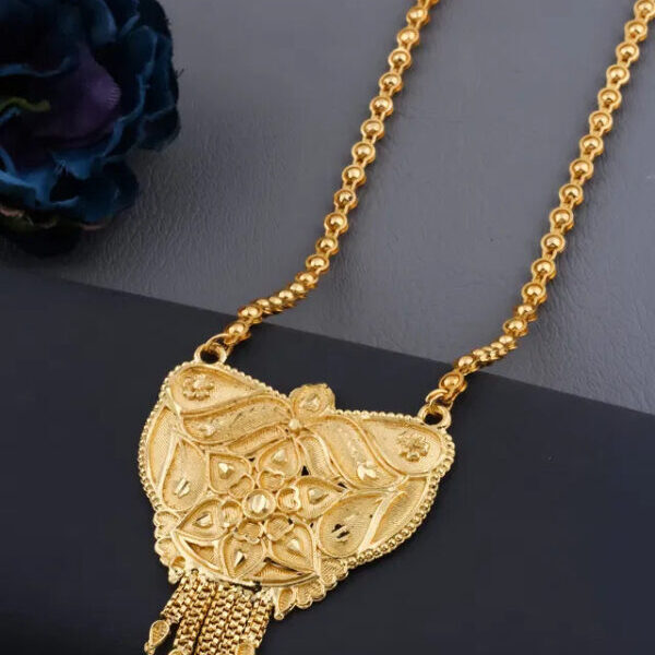 Traditional Gold plated Ki Mala Design With Moti Chen Ladi Long Mangalsutra