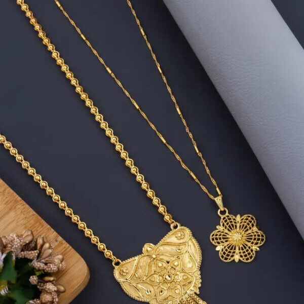 Mangalsutra Ki Mala Design With Moti Chen Ladi Lomg and short Combo Set [ BUY 1 GET 1 FREE ]