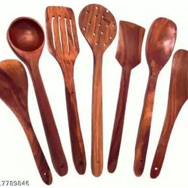 Wooden Kitchen Tools (Brown, Set of 7)