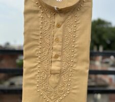 Cotton Embroidered Kurta for Men (Cream)