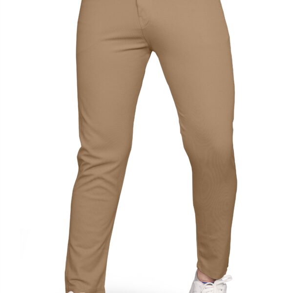 Khaki Cotton Blend Formal Trousers Pants For Mens