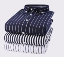 Men's Casual Business Vertical Striped Sleeved Button Up Dress Shirt (Pack of 3)