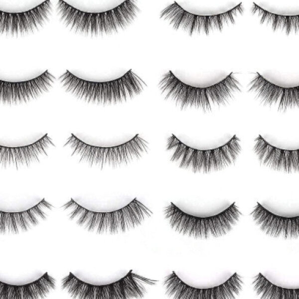 Fake Eyelashes, Long Natural Eyelashes, Faux Mink Fake Eyelash Volume Lashes ( Pack of 10 )