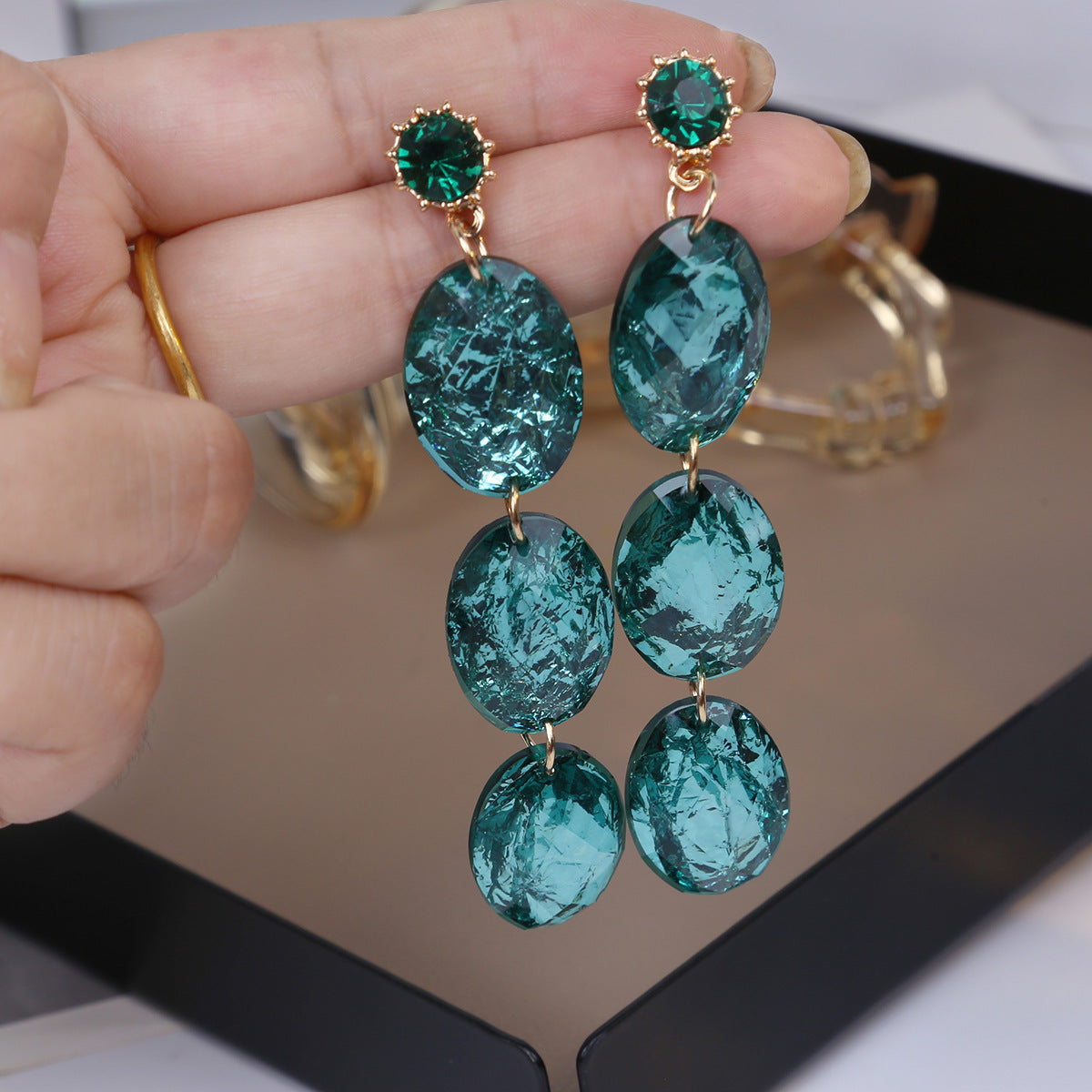 fec945ec-aba9-43d8-b018-df0275b7ed6e Silver Needle Vintage Geometric Ellipse Earrings My Store