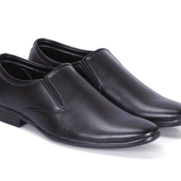 Foot Treck Men's Black Formal Everyday Wear Men's Synthetic Slip-On Shoe
