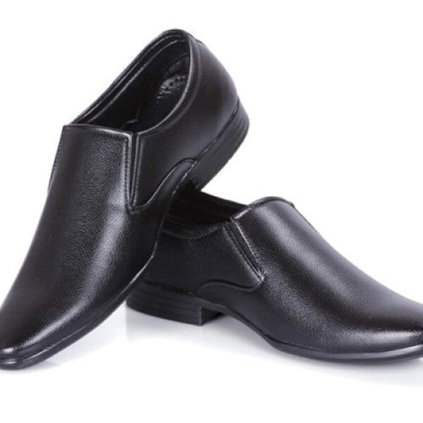 Foot Treck Men's Black Formal Everyday Wear Men's Synthetic Slip-On Shoe