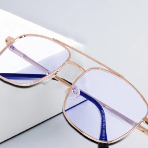 Full Rim Square Anti Glare & Blue Cut Computer Glasses (Free Size) For (Men & Women) (Golden)