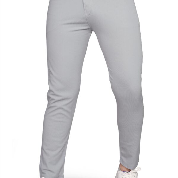Light Grey Cotton Blend Formal Trousers Pants For Mens