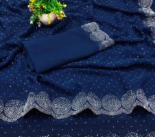 Georgette Embellished Saree for Women (Red, 6.3 m)