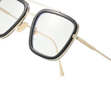 Glasswear Blue Cut Glasses For Men Crizel Lenses With Prevencia Coated Blue Ray Glasses Zero Power UV Portecion With Anti Fog (Golden Frame)