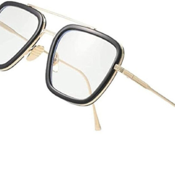 Glasswear Blue Cut Glasses For Men Crizel Lenses With Prevencia Coated Blue Ray Glasses Zero Power UV Portecion With Anti Fog (Golden Frame)