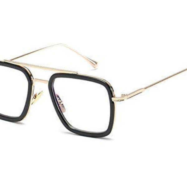 Glasswear Blue Cut Glasses For Men Crizel Lenses With Prevencia Coated Blue Ray Glasses Zero Power UV Portecion With Anti Fog (Golden Frame)