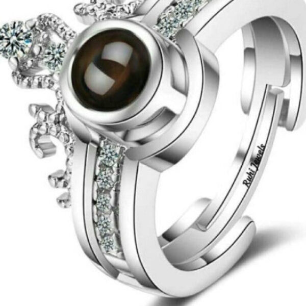 Glossy Finish Alloy Cubic Zirconia Sterling Silver Plated Ring