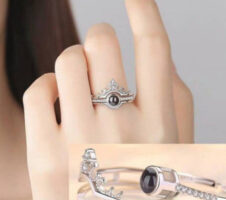 Glossy Finish Alloy Cubic Zirconia Sterling Silver Plated Ring