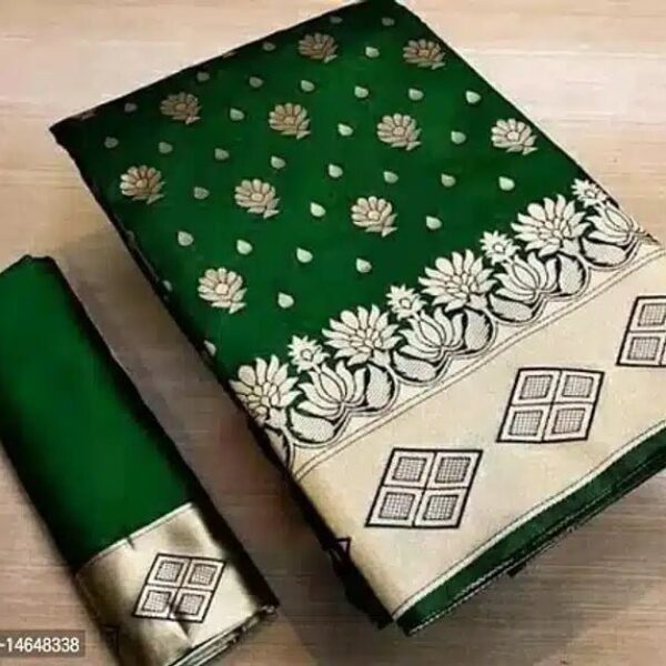 Jacquard Printed Saree for Women (Dark Green, 6.3 m)