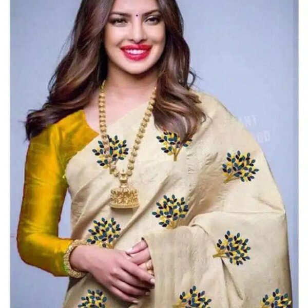 Jacquard Saree For Women (Off White, 6.3m)