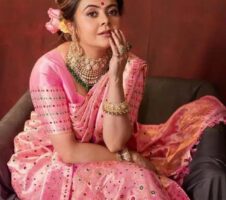 Jacquard Saree For Women (Pink, 6.3m)