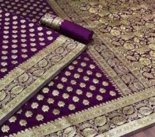 Jacquard Saree For Women (Red, 6.3m)