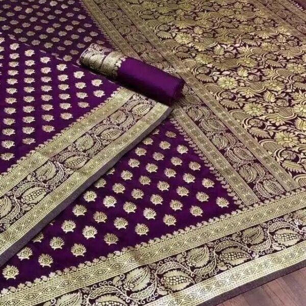 Jacquard Saree For Women (Red, 6.3m)