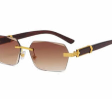 Latest Attractive Rimless Retro Squire Sunglasses Gold Brown