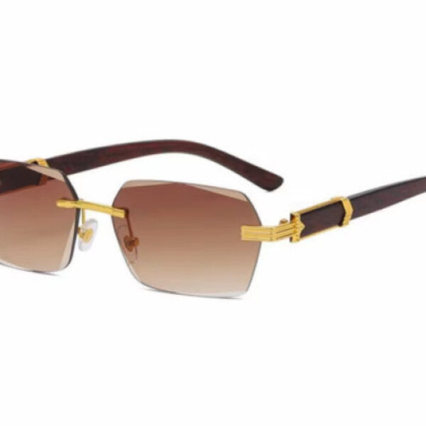 Latest Attractive Rimless Retro Squire Sunglasses Gold Brown