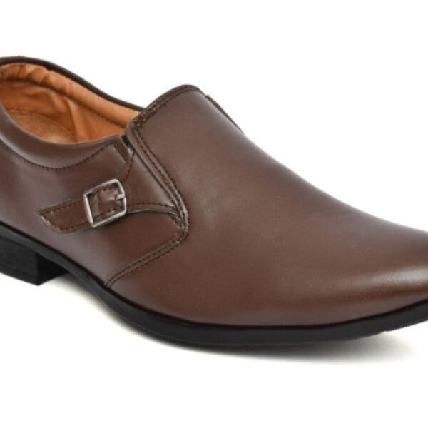 Men Checked Slip-On Shoes with Buckle Closure