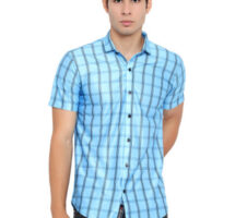 Men Regular Fit Checkered Ribbed Collar Casual Shirt