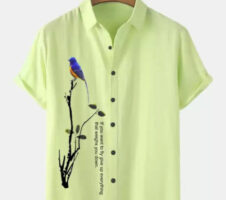 Men Regular Fit Printed Cut Away Collar Casual Shirt