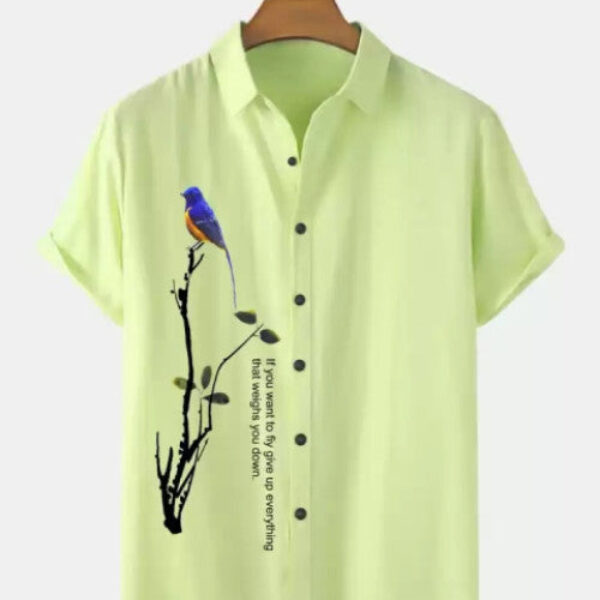 Men Regular Fit Printed Cut Away Collar Casual Shirt