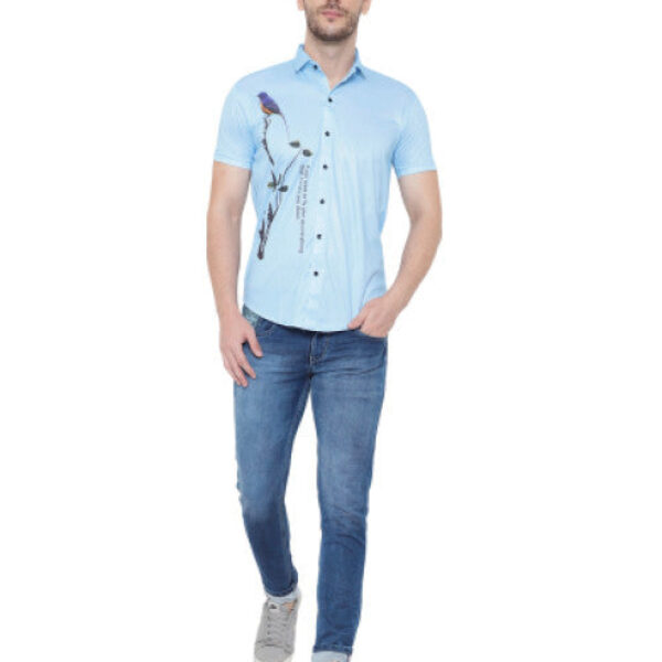 Men Regular, Super Slim Fit Graphic Print Slim Collar Casual Shirt