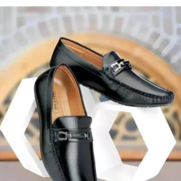 Men's Hugh-01 Black Faux Leather Driving Penny Loafers Boat Shoes