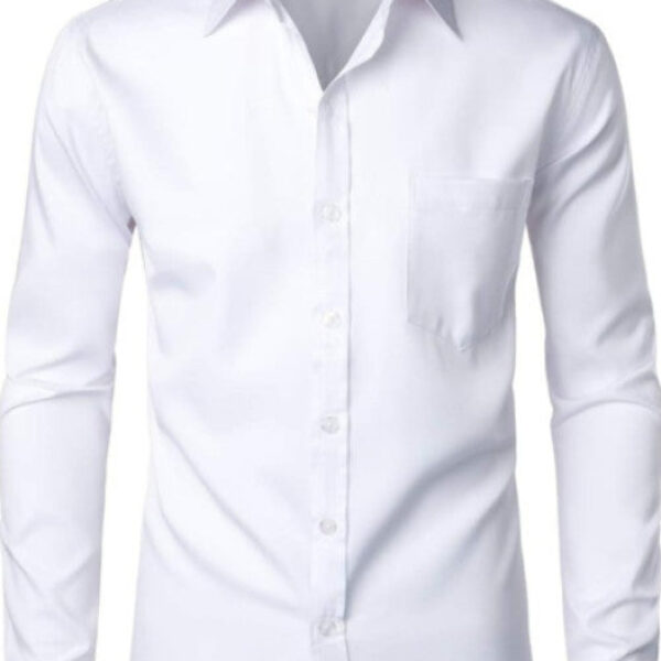 Men's Long Sleeve Dress Shirt Solid Slim Fit Casual Business Formal Button Up Shirts with Pocket