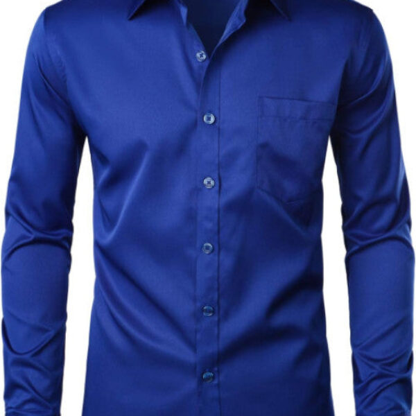Men's Urban Stylish Slim Fit Long Sleeve Dress Shirt with Pocket