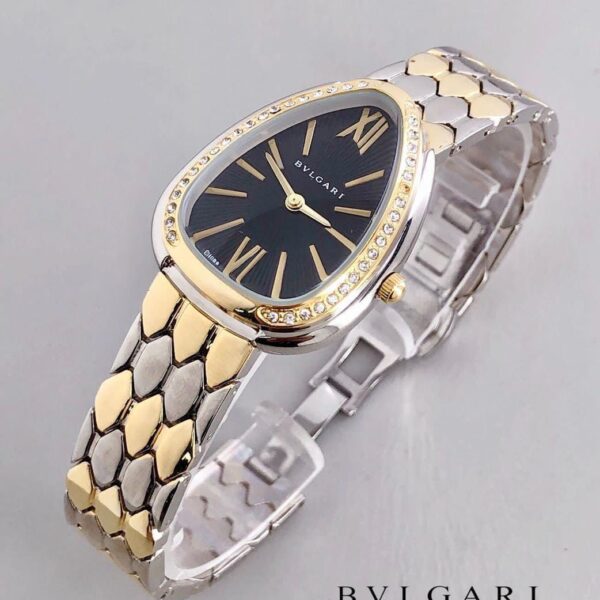Bvlgari Branded Analog Watch With Silver Metal Case & Strap Watch
