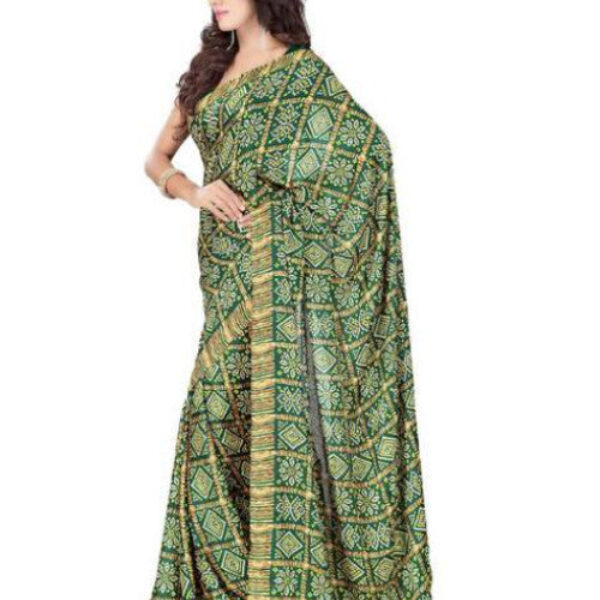 Printed Bandhani Georgette, Crepe Saree (Multicolor)